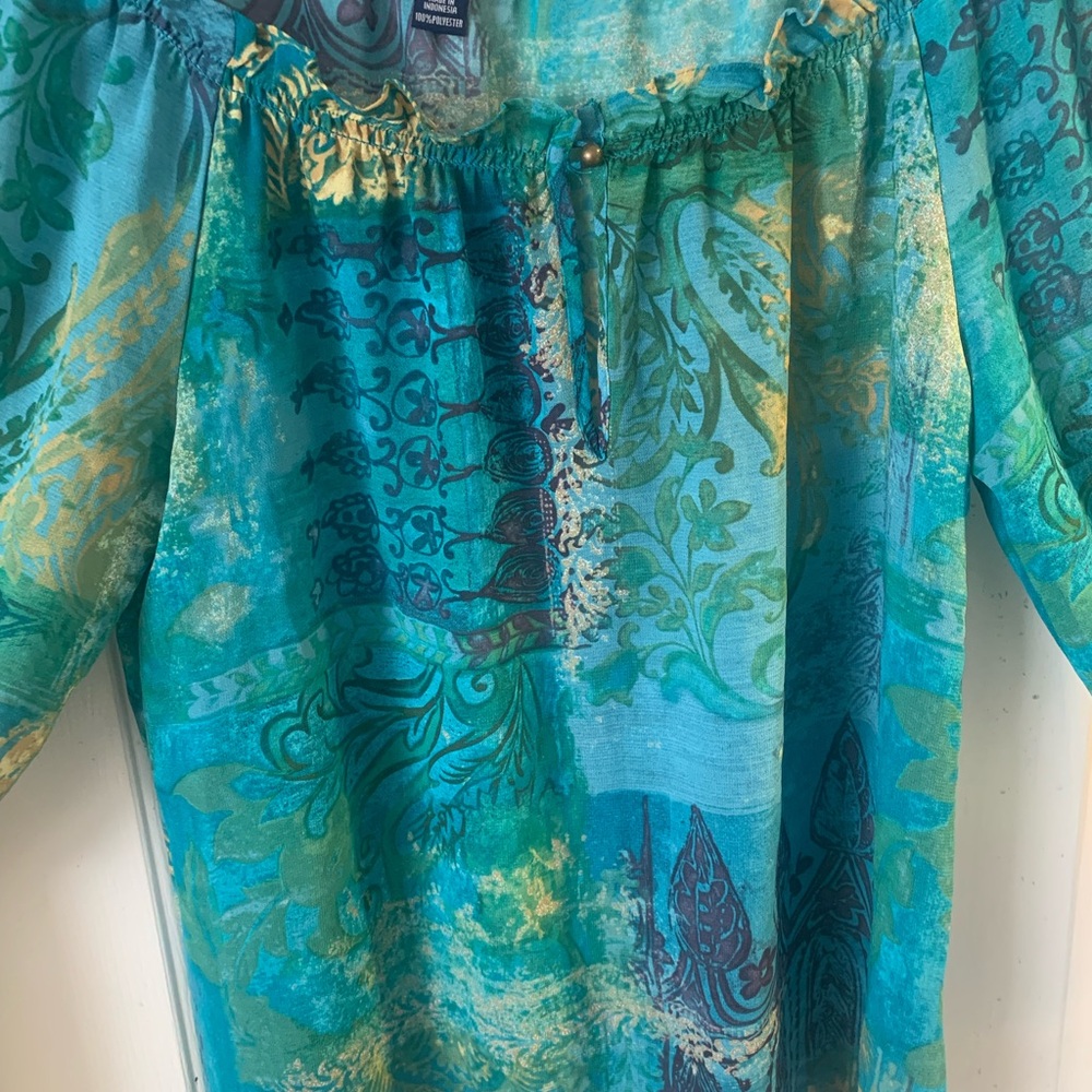 Pre Owned Women’s Chaps Blouse Sz Sm Hippie Vibe Boho Fashionable Comfort Style - Picture 10 of 11